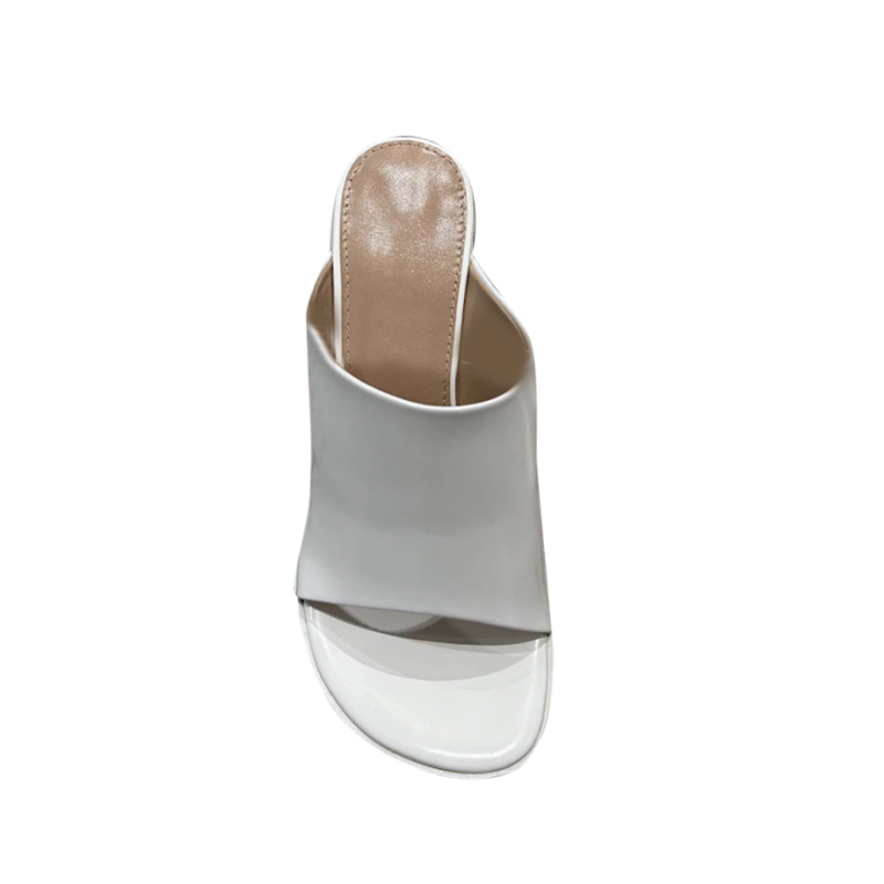 JUTIV Leather Block Heel Mules Sandals