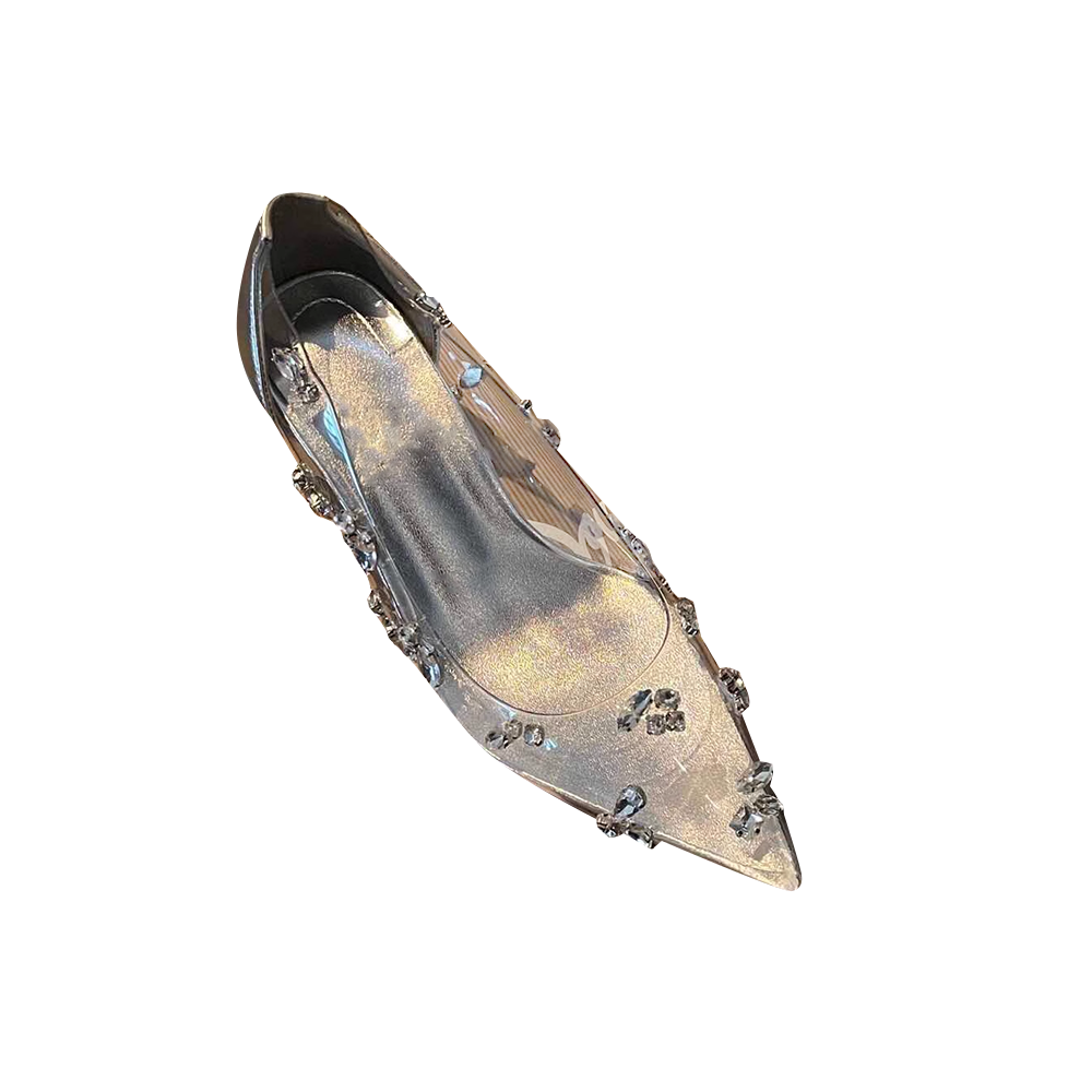 KECIU Diamante PVC Mid Heel Pumps