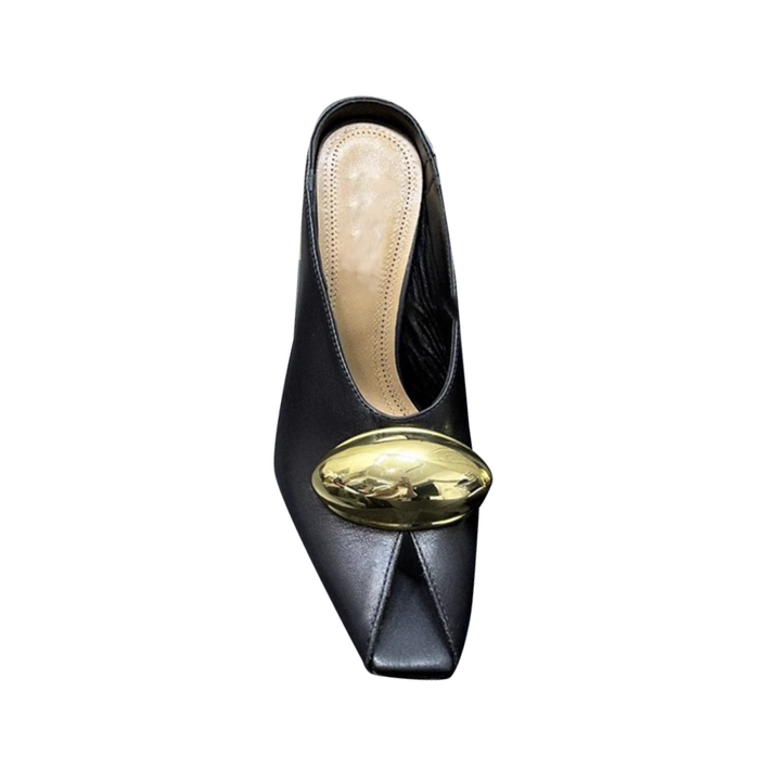 RIUCE Metal Embellished Peep Toe Mules Sandals