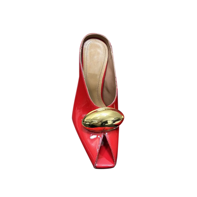 RIUCE Metal Embellished Peep Toe Mules Sandals