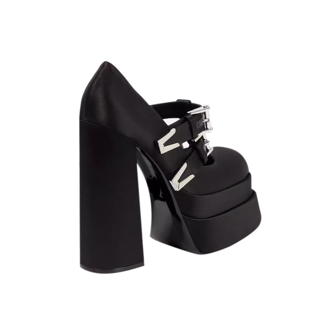 KEISE Buckled Block Heel Platform Pumps
