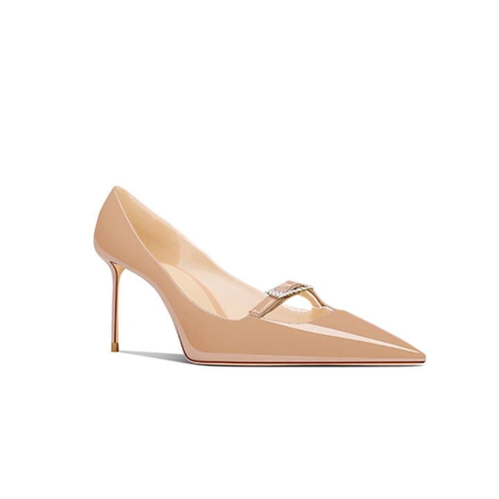 KERVA Diamante Buckled Mid Heel Pumps - 6cm