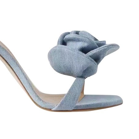 KICRU Flower Lace Up High Heel Sandals