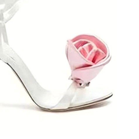 KICRU Flower Lace Up High Heel Sandals