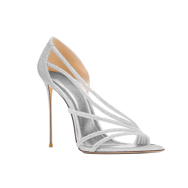 KUFSI Diamante Mid Heel Sandals - 8cm