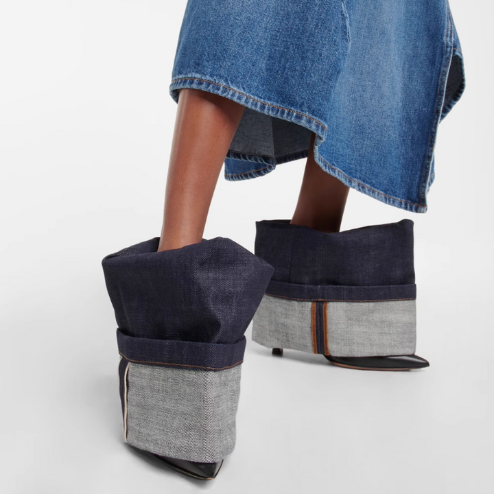 KUJEO Denim High Heel Ankle Boots