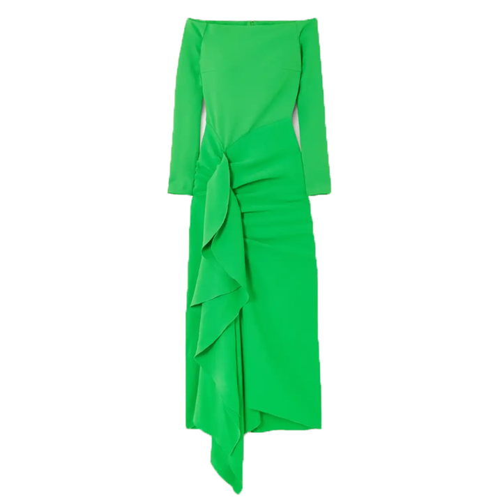 KULPE Off-Shoulder Ruffled Evening Dress Gown