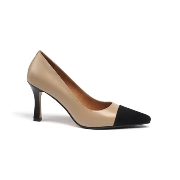 KUNRO Bi-Color Mid Heel Pumps - 8cm