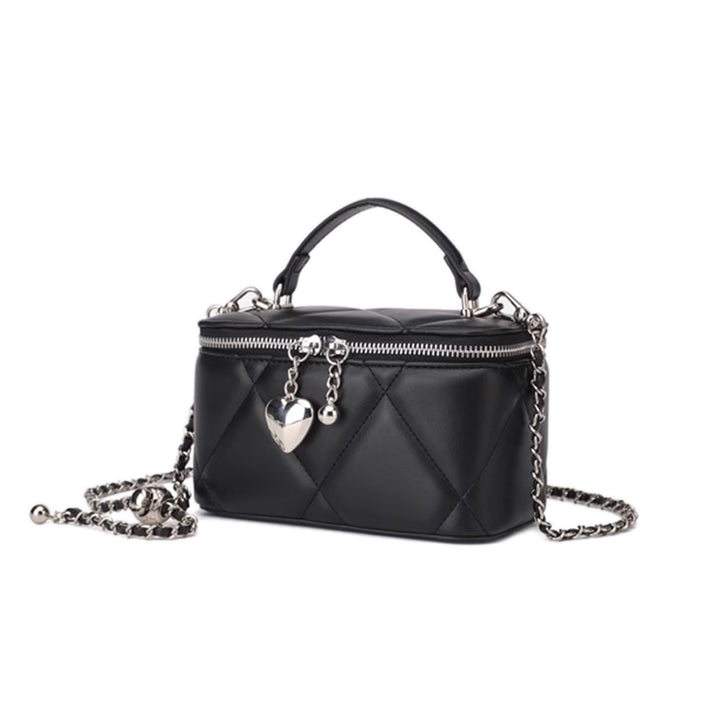 KURVO Heart Detailed Quilted Cross Body Bag