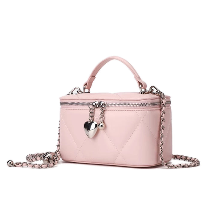 KURVO Heart Detailed Quilted Cross Body Bag
