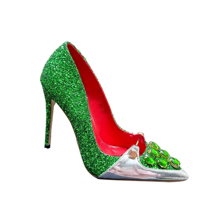 LACRU Diamante Glitter High Heel Pumps