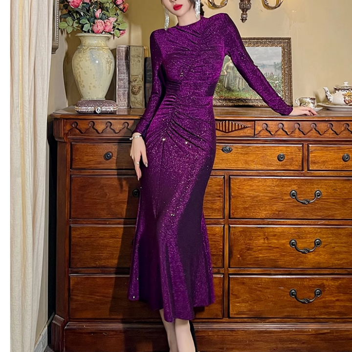 LAIVO Ruffled Hem Evening Dress Gown