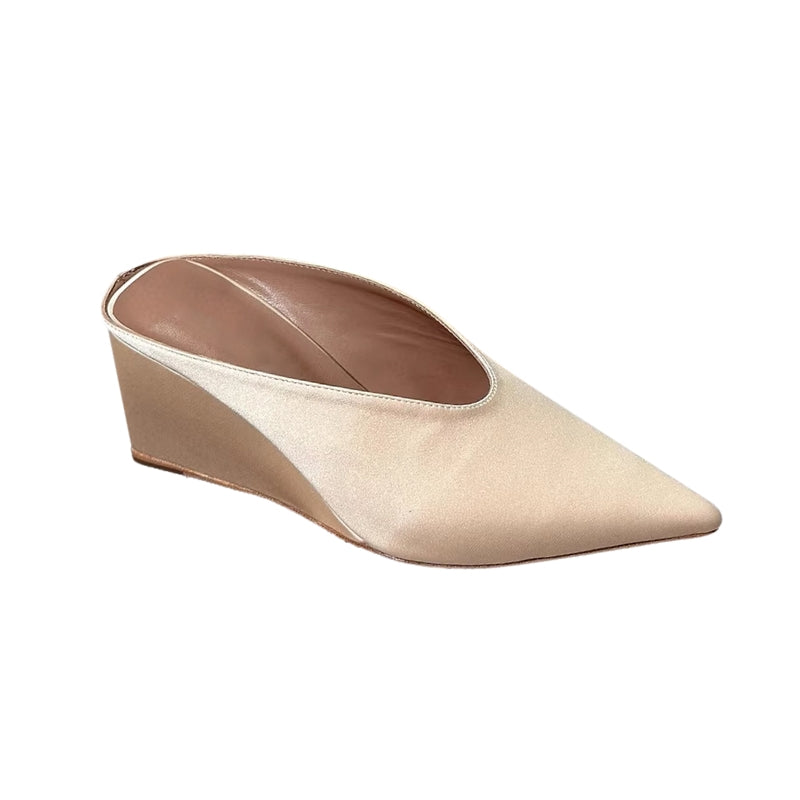 LATCA Satin Wedged Heel Mules