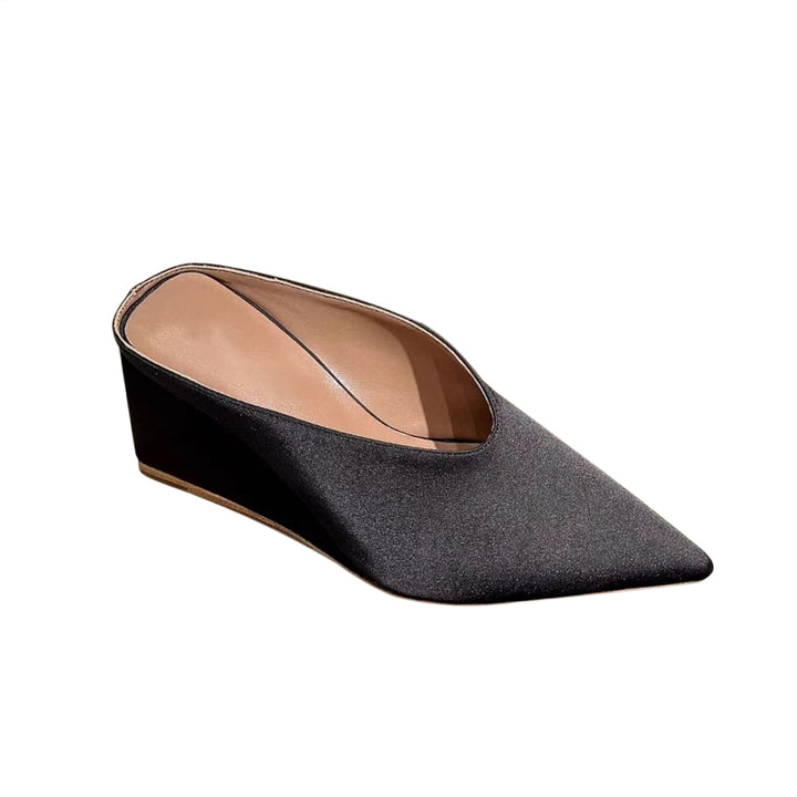 LATCA Satin Wedged Heel Mules