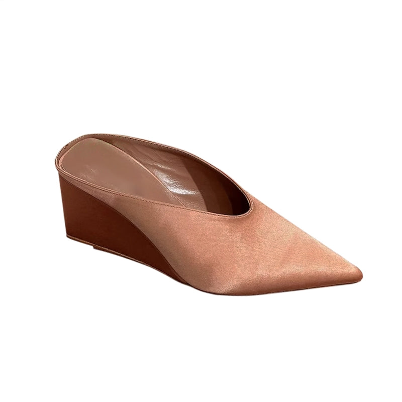 LATCA Satin Wedged Heel Mules