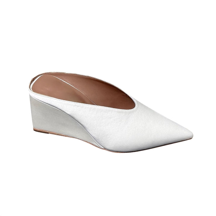 LATCA Satin Wedged Heel Mules