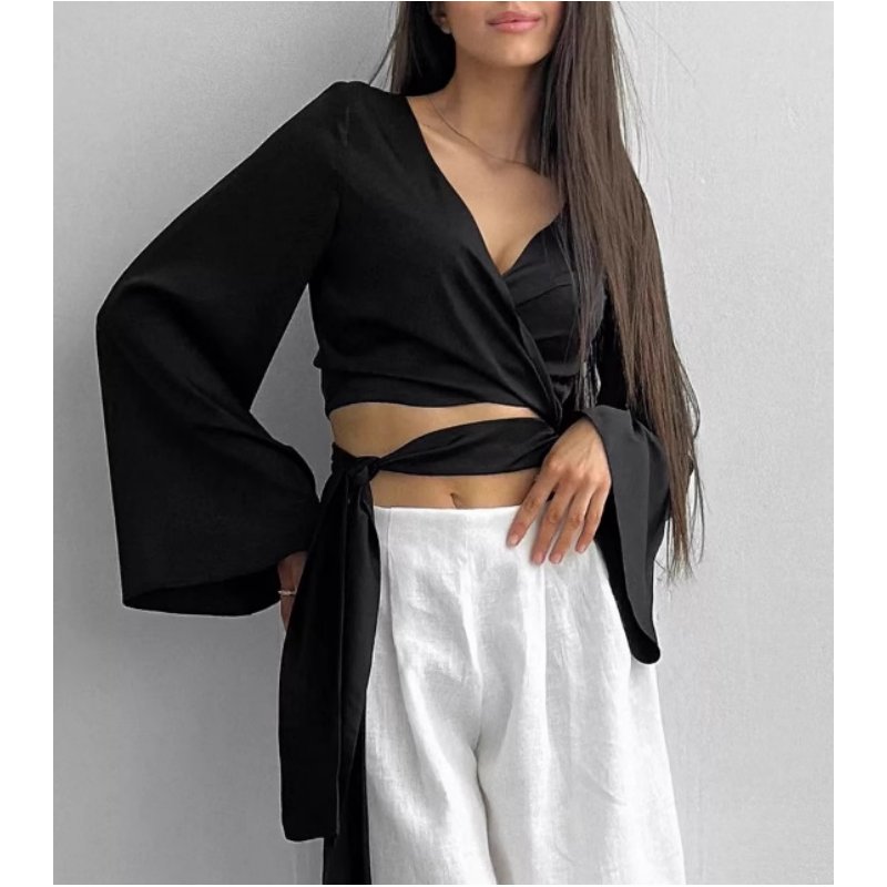 LEDOA Lace Up Cropped Top