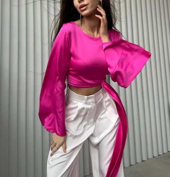 LEDOA Lace Up Cropped Top