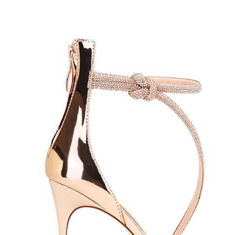 LEVIA Diamante Mid Heel Sandals - 6cm