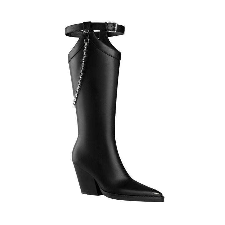 LUINO Chain Embellished Knee High Boots