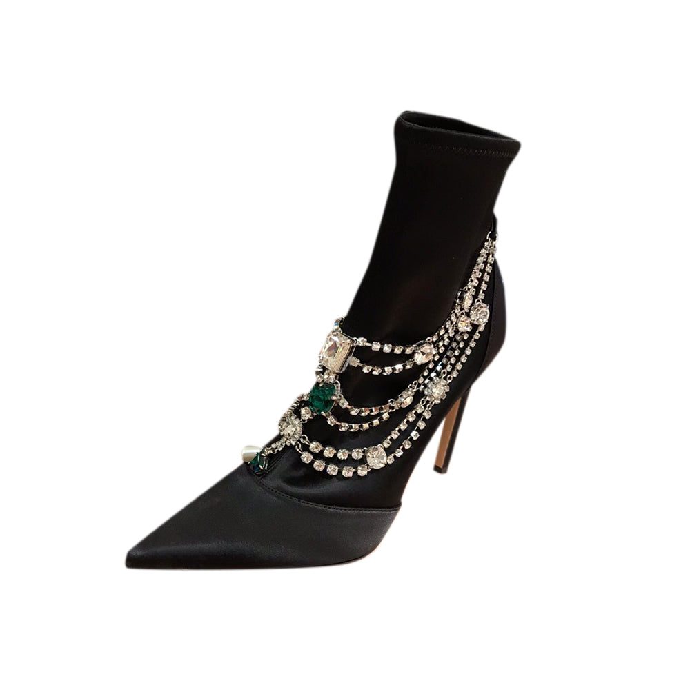 MATUE Diamante Embellished High Heel Ankle Boots