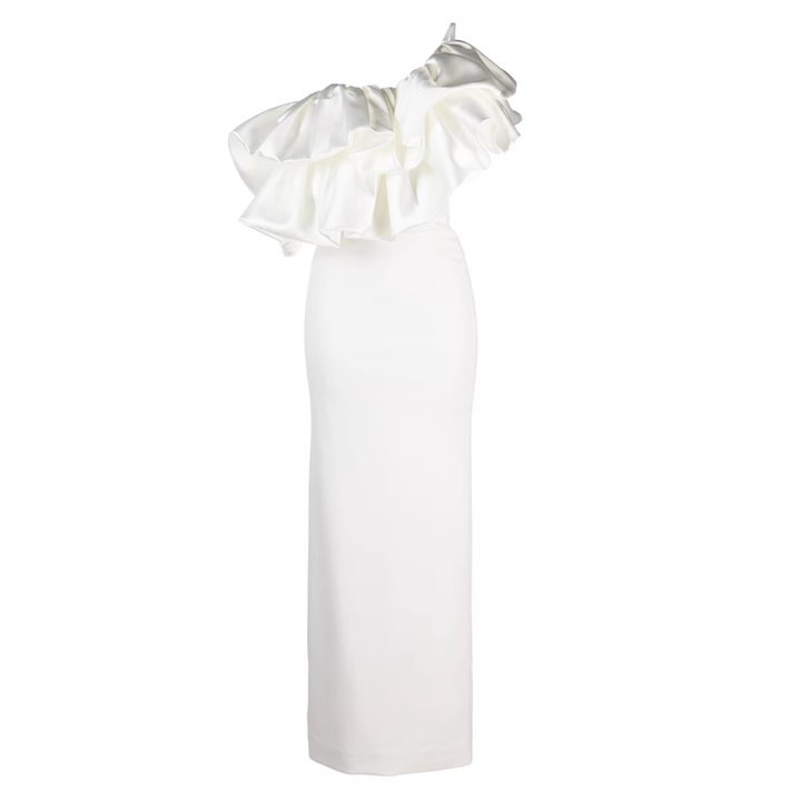 MELDU Ruffled Off-Shoulder Evening Dress Gown