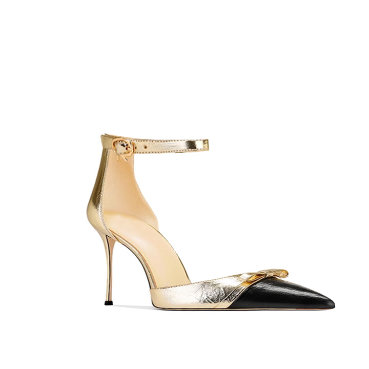 METTI Bi-Color Ankle Strap Mid Heel Sandals - 6cm