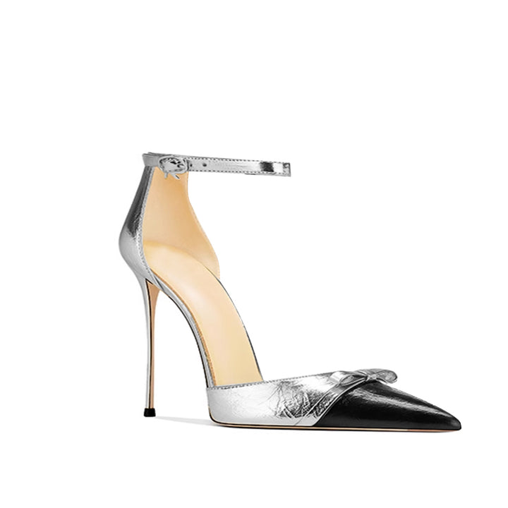 METTI Bi-Color Ankle Strap Mid Heel Sandals - 8cm