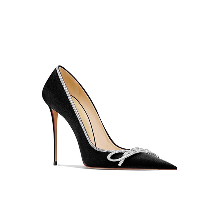 MOIGA Diamante Bow Mid Heel Pumps - 8cm