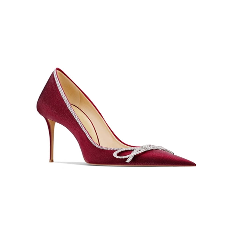 MOIGA Diamante Bow Mid Heel Pumps - 6cm