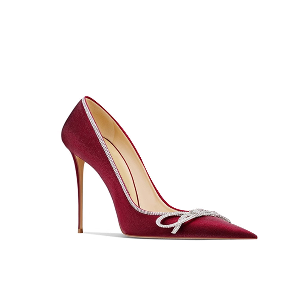 MOIGA Diamante Bow Mid Heel Pumps - 8cm