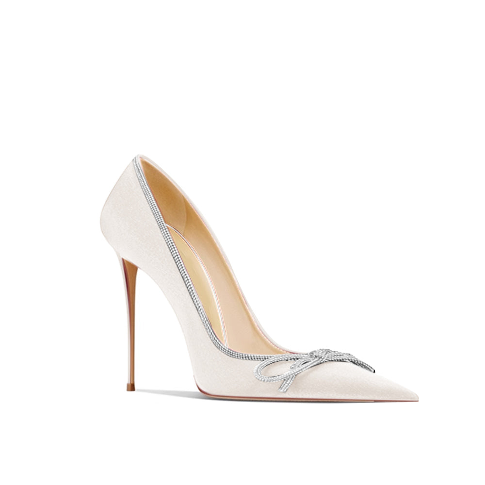 MOIGA Diamante Bow Mid Heel Pumps - 8cm