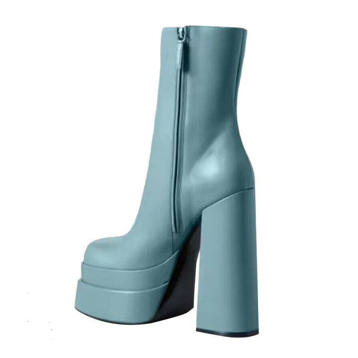 NAJES Block Heel Platform Ankle Boots