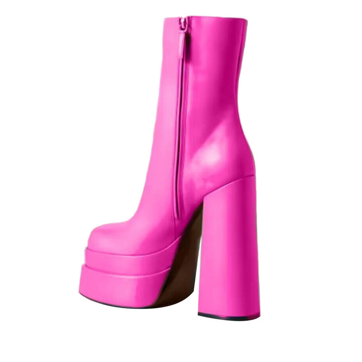 NAJES Block Heel Platform Ankle Boots