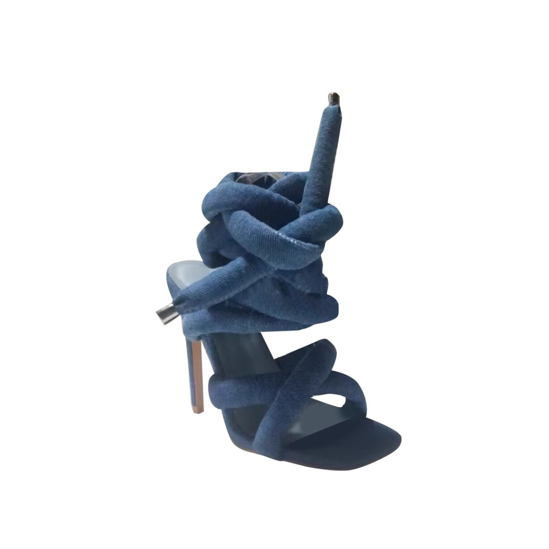 NASRA Lace Up High Heel Sandals