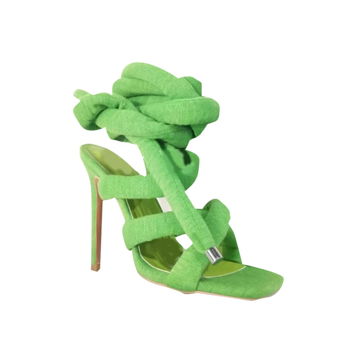 NASRA Lace Up High Heel Sandals