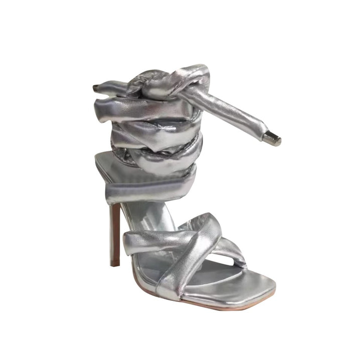 NASRA Lace Up High Heel Sandals