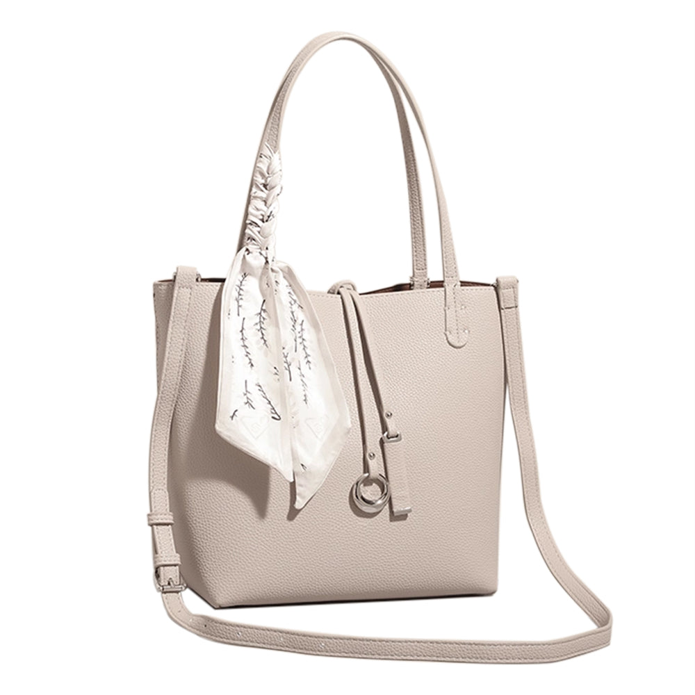 NEKIU Scarf Leather Bucket Bag