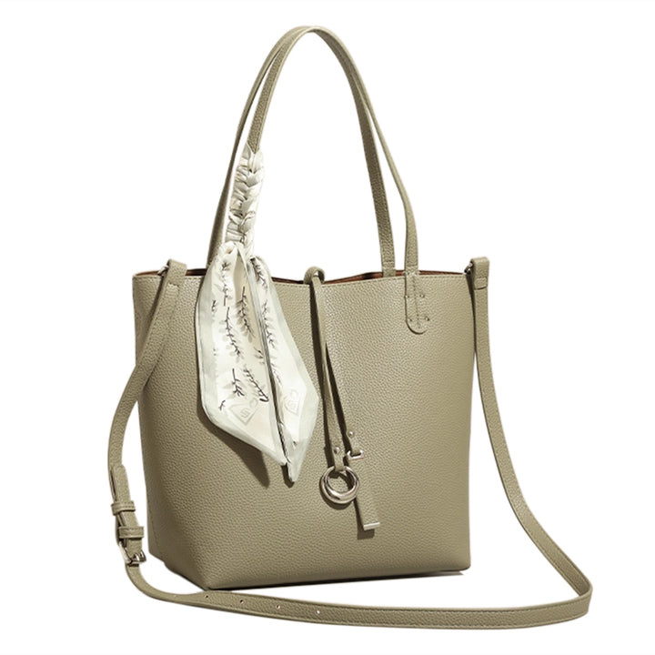 NEKIU Scarf Leather Bucket Bag