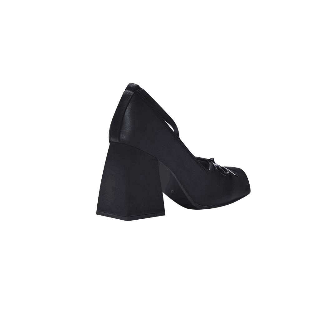NEKUC Lace Up Block Heel Pumps