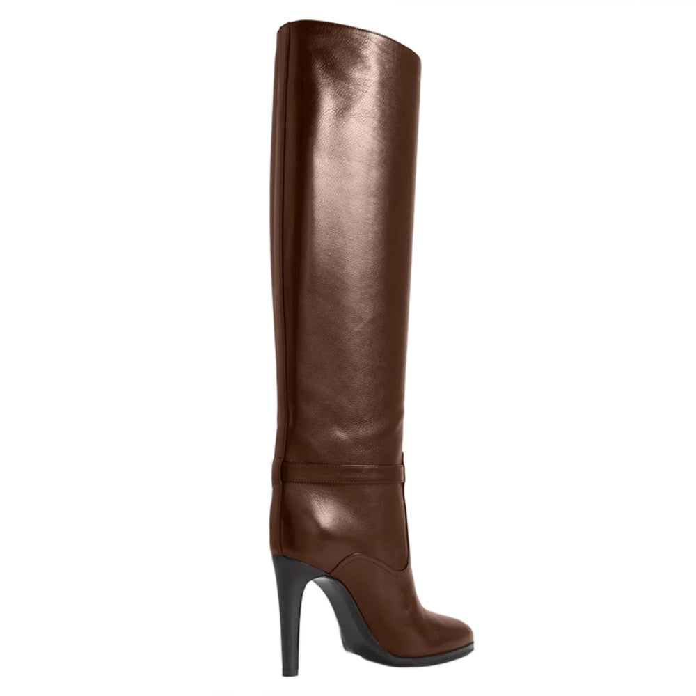 NEVKO Leather Stiletto High Heel Knee High Boots