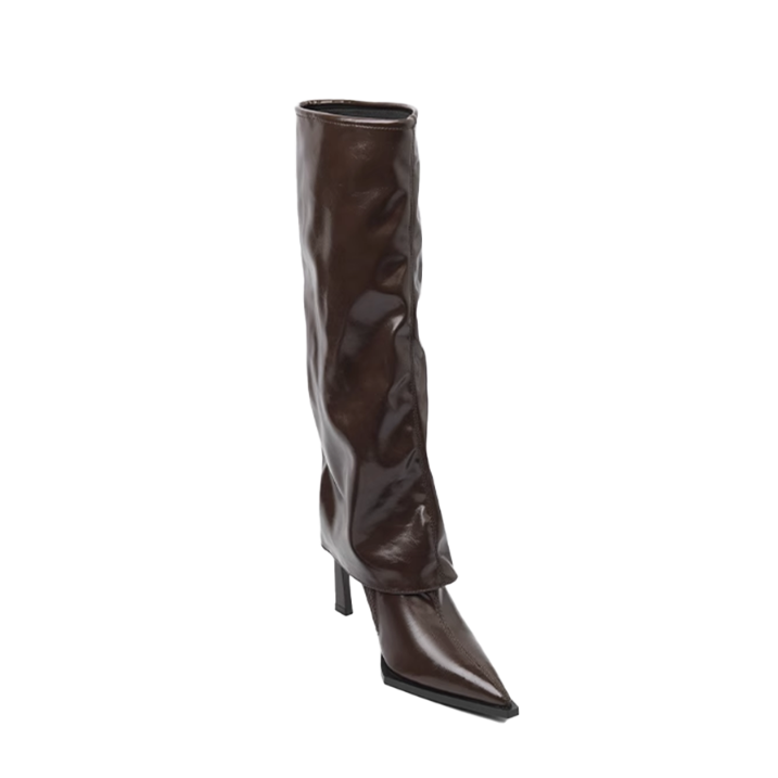 NISDA Stiletto Heel Leather Knee High Boots