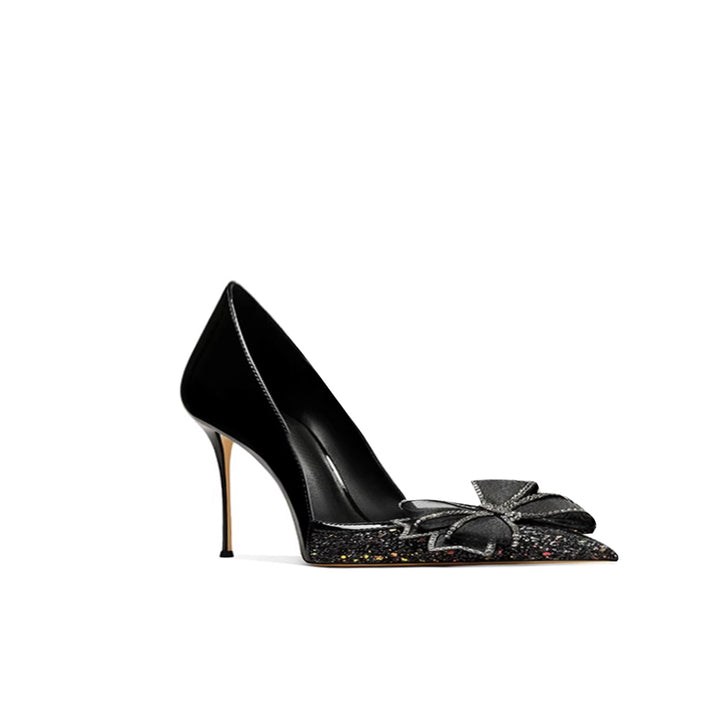 PERAC Diamante Bow Mid Heel Pumps - 6cm