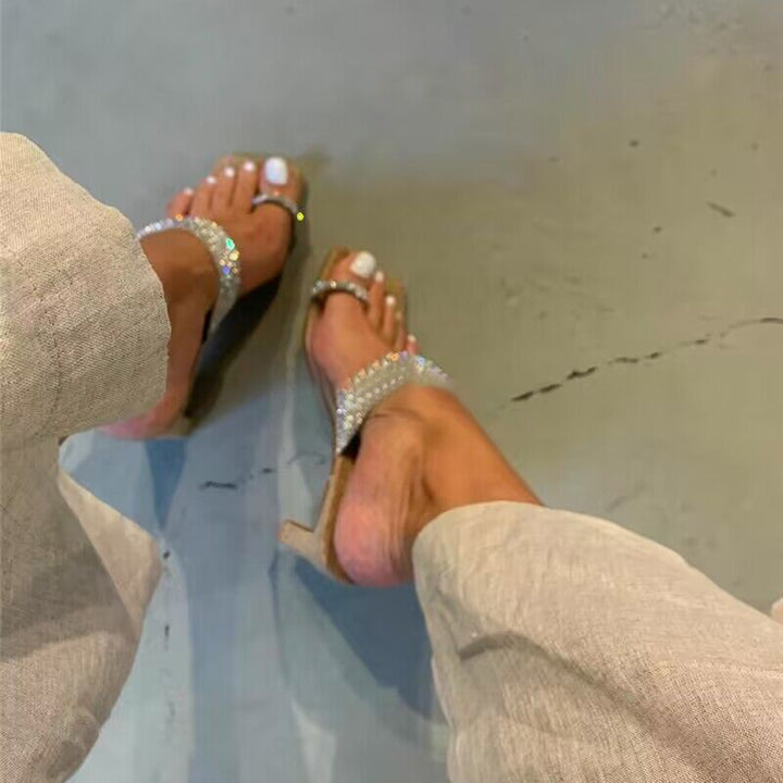 QESIO Diamante Mules Sandals