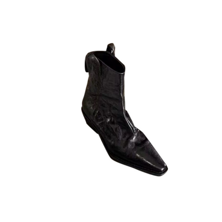 QUDIE Leather Western Crow Ankle Boots