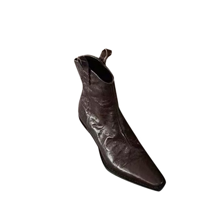 QUDIE Leather Western Crow Ankle Boots
