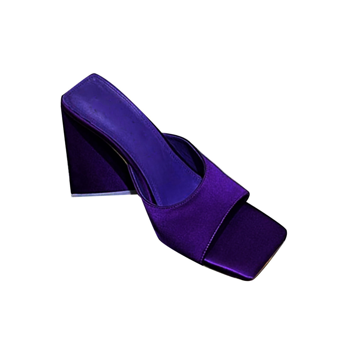 RADIA Block Heel Satin Mules Sandals