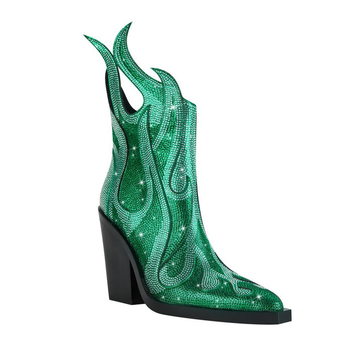 RAIKI Diamante Block Heel Ankle Boots