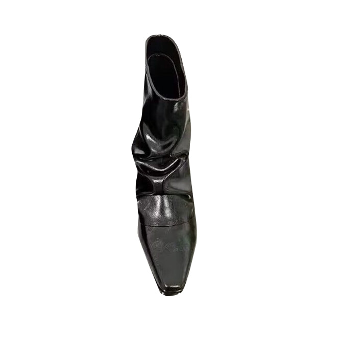 RALDE Block Heel Leather Ankle Boots