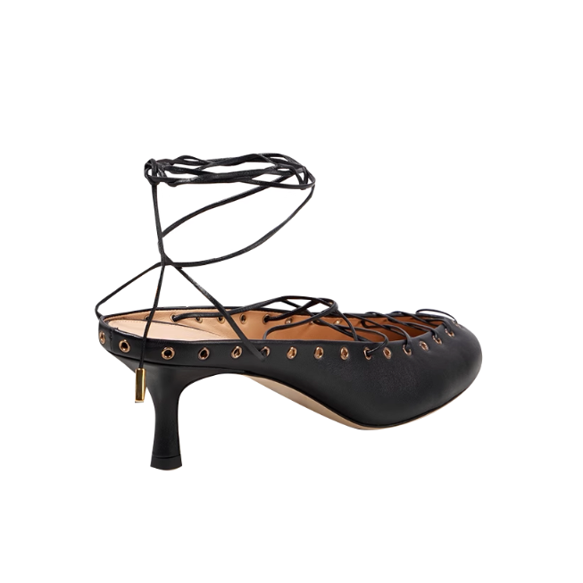 RANUD Lace Up Kitten Heel Sandals
